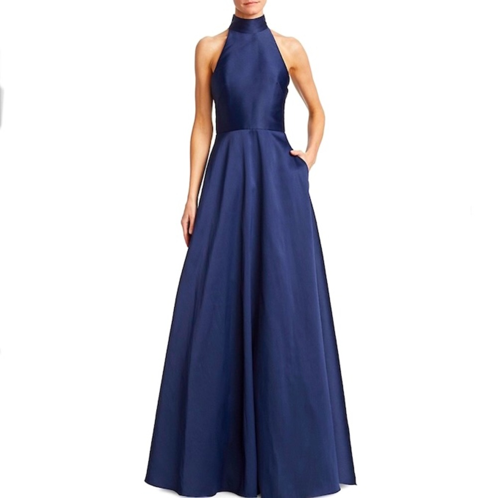 Monique Lhuillier Halter Satin Ball Gown
